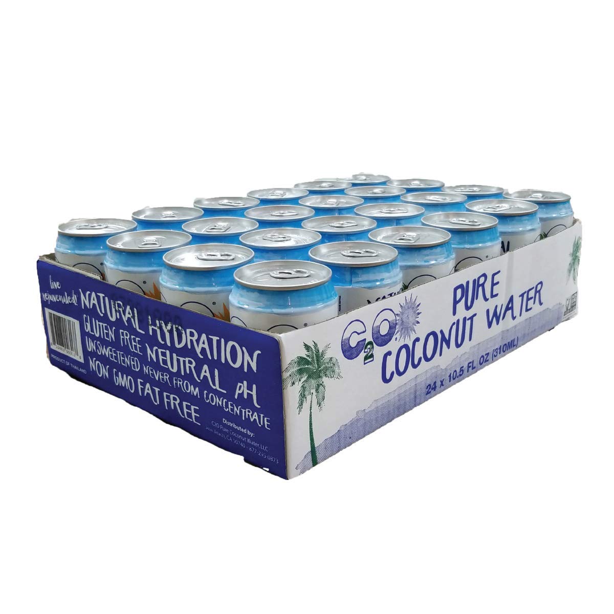 C2O Pure Coconut Water, 100% All Natural Electrolyte Drink - Healthy Alternative to, Soda, Coffee, and Sports Drink - Non-GMO, Gluten Free – 10.5 Fluid Ounce (Pack of 24)