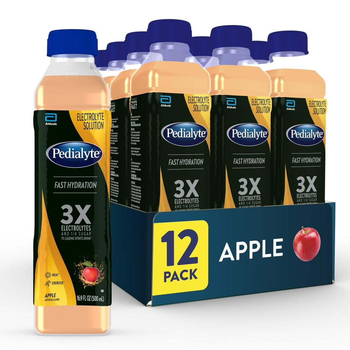 Pedialyte Electrolyte Solution, Strawberry, Hydration Drink, 12 bottles, half liter each