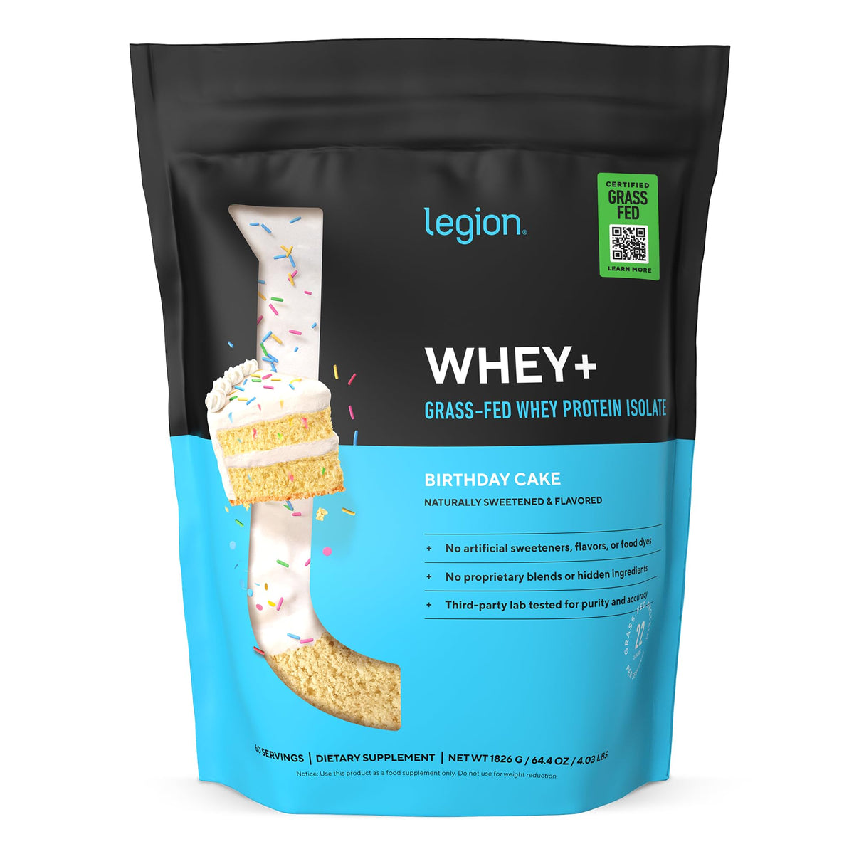 Legion Whey+ Protein Isolate Grass Fed, Chocolate, 30 Servings