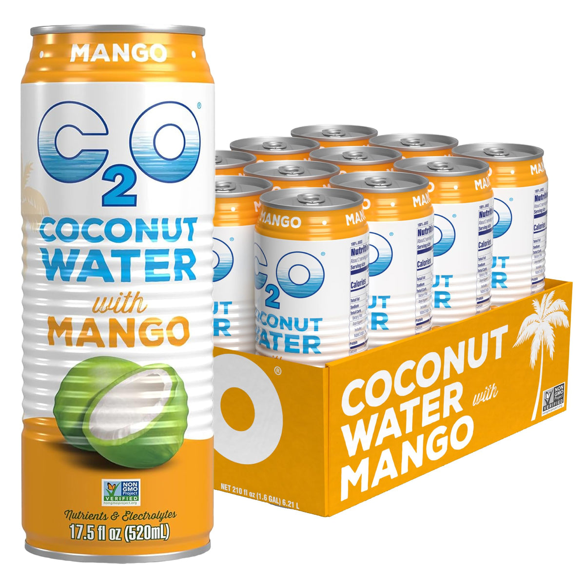 C2O Pure Coconut Water, 100% All Natural Electrolyte Drink - Healthy Alternative to, Soda, Coffee, and Sports Drink - Non-GMO, Gluten Free – 10.5 Fluid Ounce (Pack of 24)