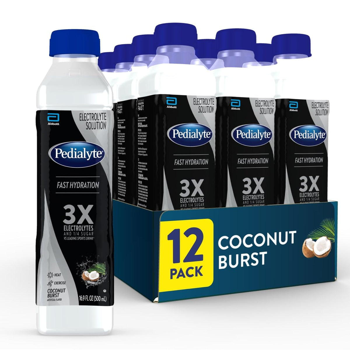 Pedialyte Electrolyte Solution, Strawberry, Hydration Drink, 12 bottles, half liter each
