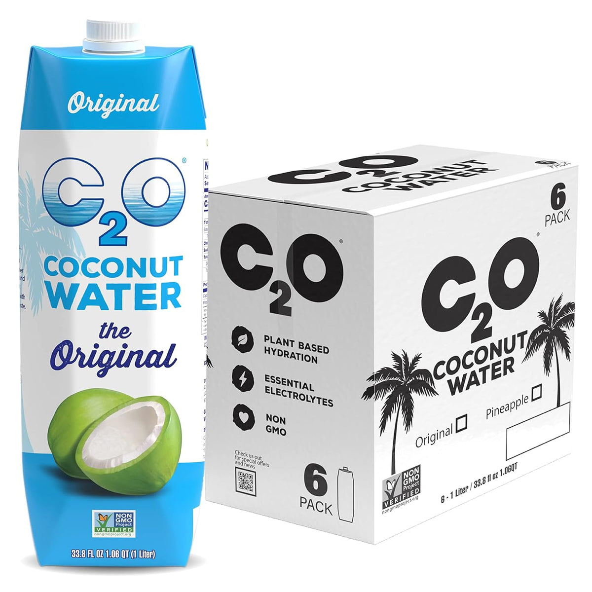 C2O Pure Coconut Water, 100% All Natural Electrolyte Drink - Healthy Alternative to, Soda, Coffee, and Sports Drink - Non-GMO, Gluten Free – 10.5 Fluid Ounce (Pack of 24)
