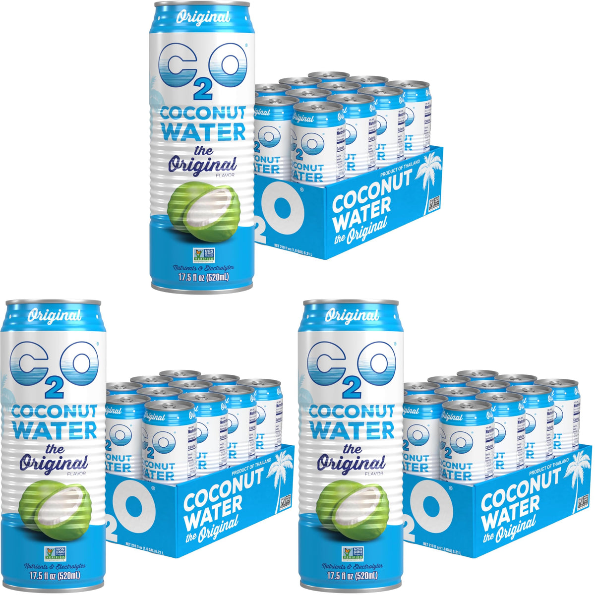 C2O Pure Coconut Water, 100% All Natural Electrolyte Drink - Healthy Alternative to, Soda, Coffee, and Sports Drink - Non-GMO, Gluten Free – 10.5 Fluid Ounce (Pack of 24)