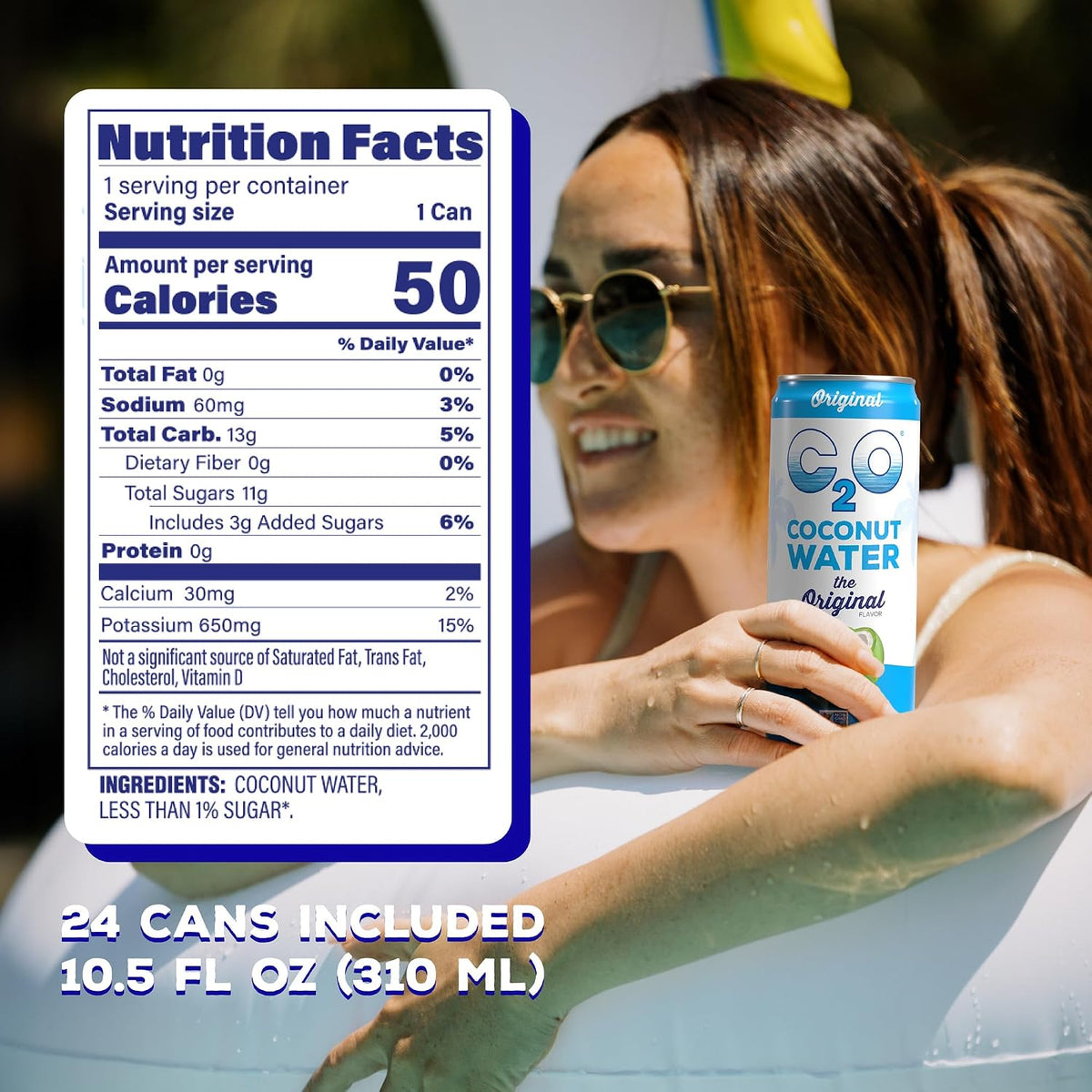 C2O Pure Coconut Water, 100% All Natural Electrolyte Drink - Healthy Alternative to, Soda, Coffee, and Sports Drink - Non-GMO, Gluten Free – 10.5 Fluid Ounce (Pack of 24)